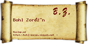 Bohl Zorán névjegykártya